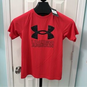 NWT Under Armour Boy's Size Youth Medium Red Loose Fit Short Sleeve T-shirt